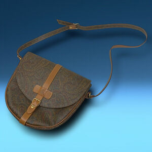 Vintage 1980's Pellicano Paisley Semicircle Crossbody Purse Messenger Bag Italy